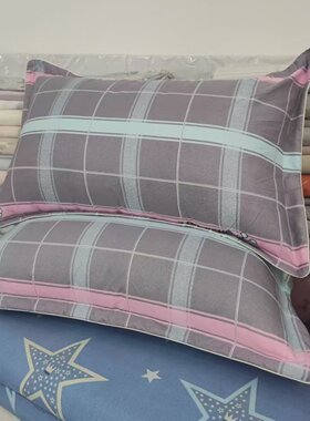 定制加厚磨毛活性印花精品彩绒棉简约柔软亲肤全棉小清新枕套一对