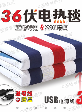 36v电褥子usb插头接口工地专用宿舍寝室单双人36伏低压水暖电热毯