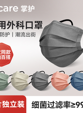 医用外科口罩女高颜值2024新款灰色莫兰迪一次性医疗正品独立包装