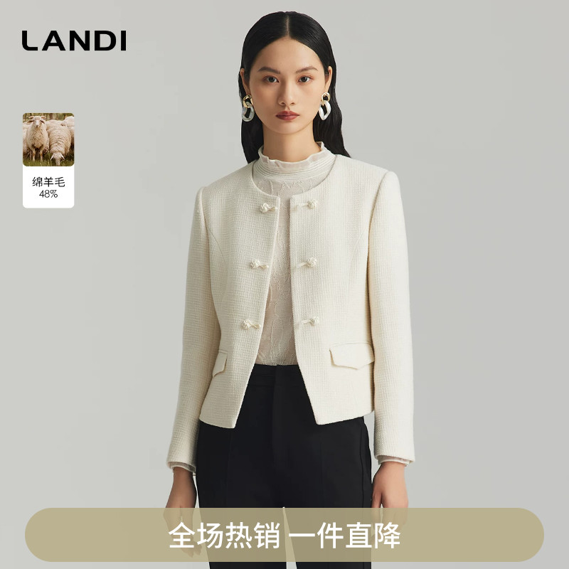 设计感新中式盘扣圆领短外套