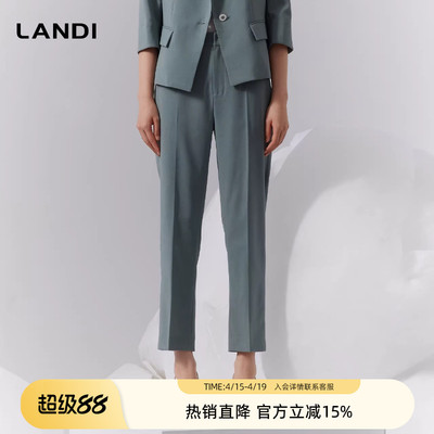 简约轻商务通勤高腰直筒西装裤