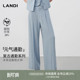 女夏新品 裤 气通勤醋酸高腰直筒阔腿西装 LANDI柔雾蓝元