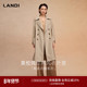 LANDI树脂色英伦光泽感风衣外套女长款 春新品