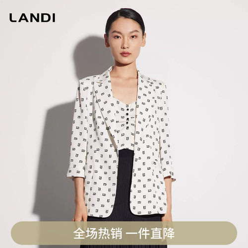 醋酸LD字母印花宽松西装外套
