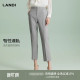 女春新品 LANDI浅灰色智性通勤高腰小脚直筒西装 裤