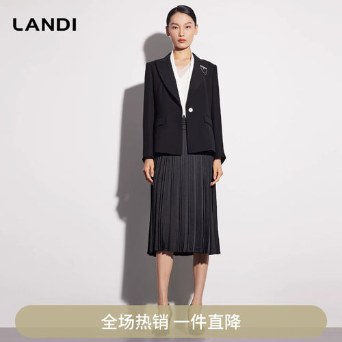 收腰撞色一粒扣领西服外套女