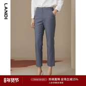 中腰小个子直筒裤 LANDI秋季 裤 女职业长裤 新款 深灰色西装