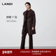 LANDI深咖色绵羊毛大翻领中长款 轻云感系列 羽绒服女冬新品