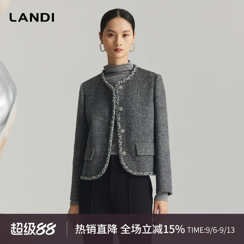 绵羊毛复古毛呢短外套