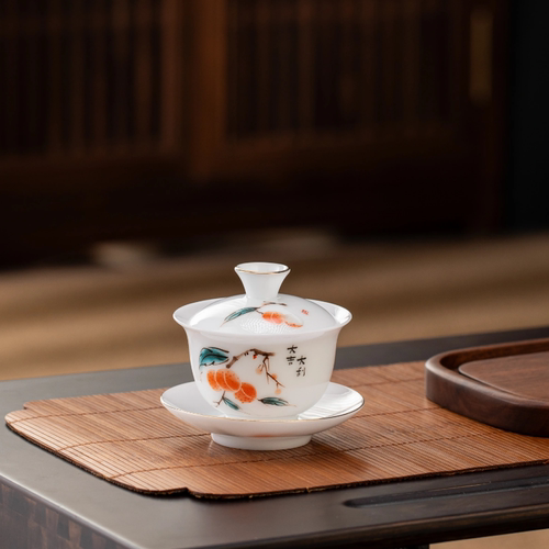 冰种悬停三才盖碗家用功夫茶具