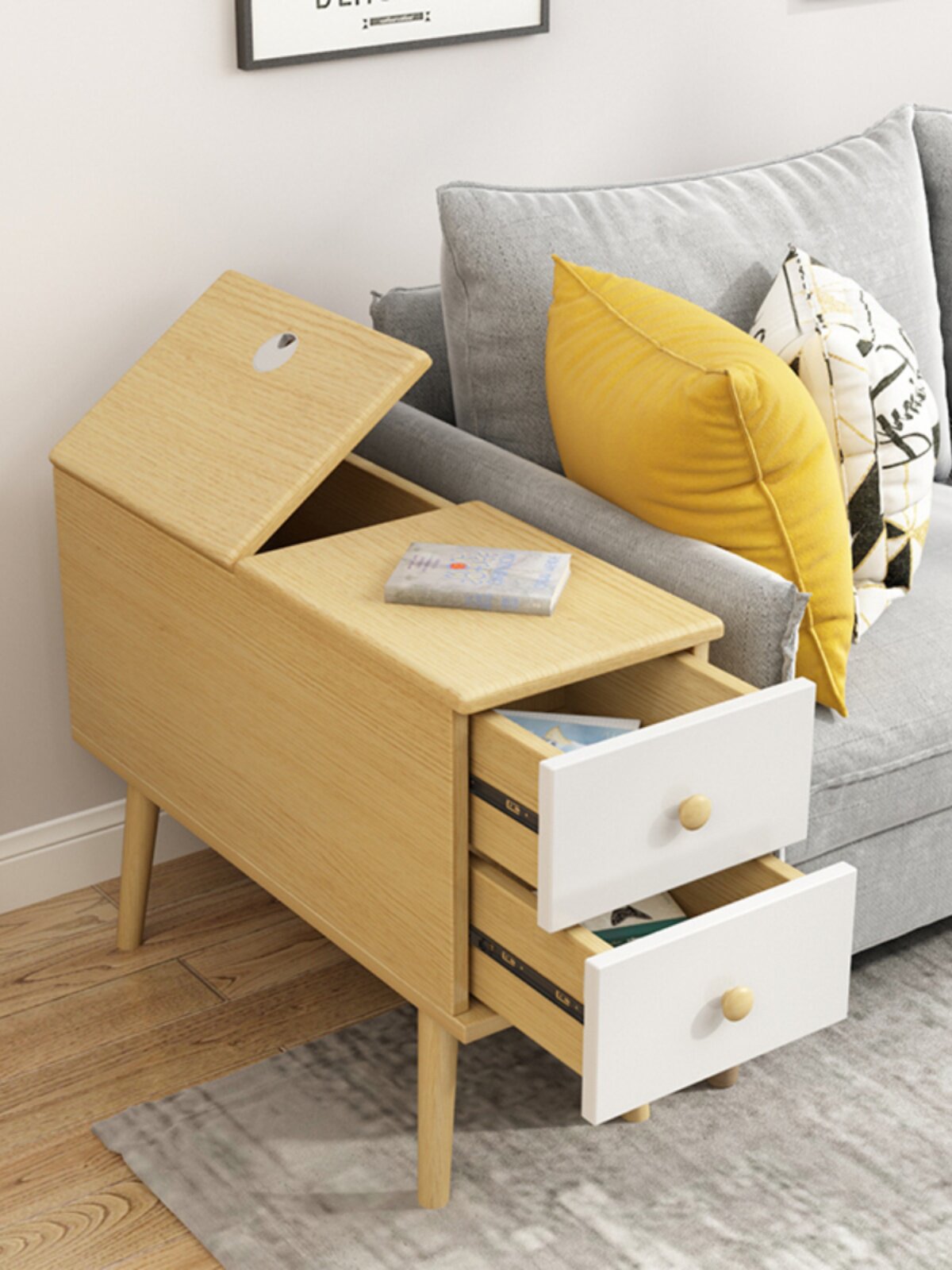 北欧沙发边几角柜简约轻奢创意边柜床头客厅侧边收纳柜超窄长方形