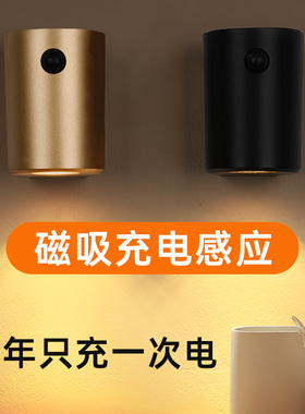 人体感应小夜灯磁吸USB充电氛围装饰玄关入户门牌壁灯免接电射灯