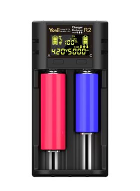 TypeC3.7V18650锂电池双槽充电器 AA5号镍氢21700LCD容量测试仪2A