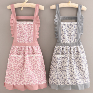 2022新款围裙女洋气家用厨房透气耐磨小清新韩版公主裙大人工作服