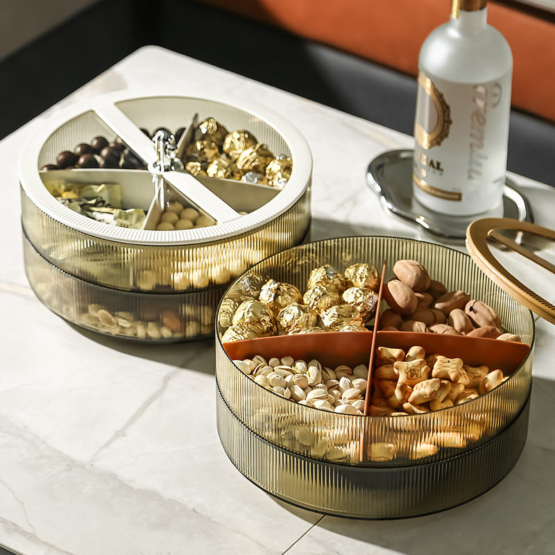 轻奢果盘家用茶几高档水果盘旋转糖果盒零食坚果收纳盒干果盘