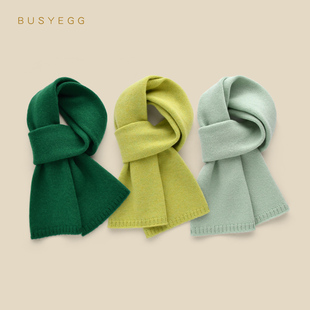 清新绿色儿童羊毛围巾男童女童冬季 保暖百搭小围脖新年圣诞节礼物