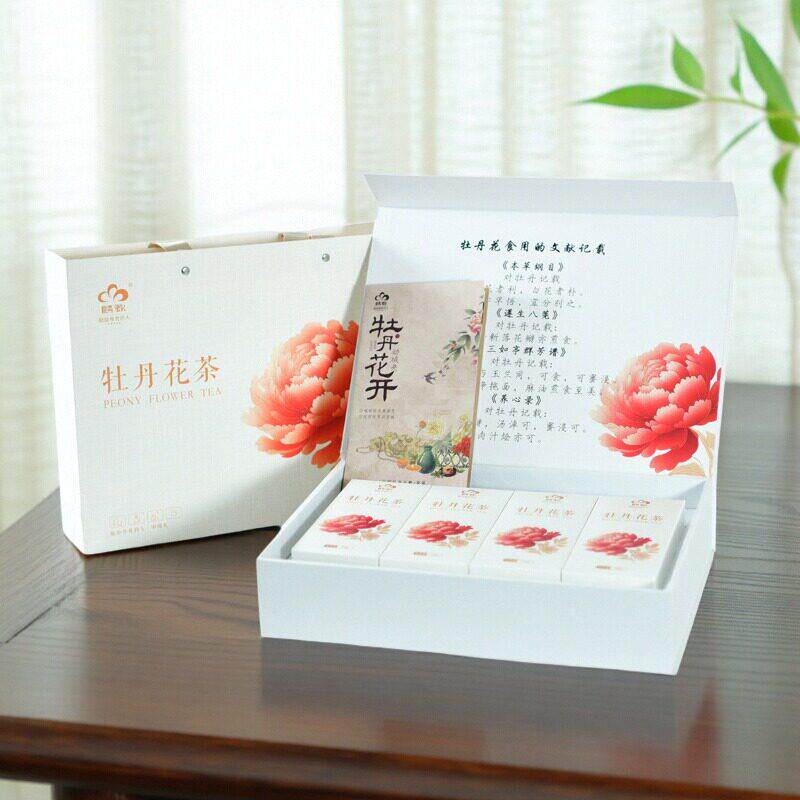山东菏泽麟源牡丹花茶丹凤牡丹花瓣茶白牡丹花茶高档礼盒装送节礼