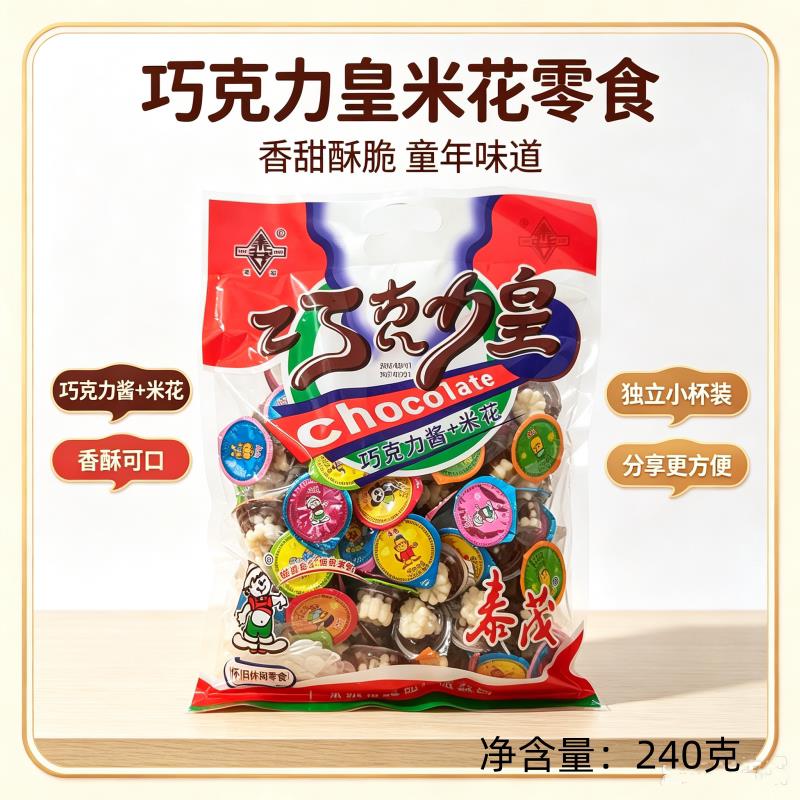 泰茂巧克力皇巧克力酱米花240克小时候怀旧休闲零食(代可可脂)
