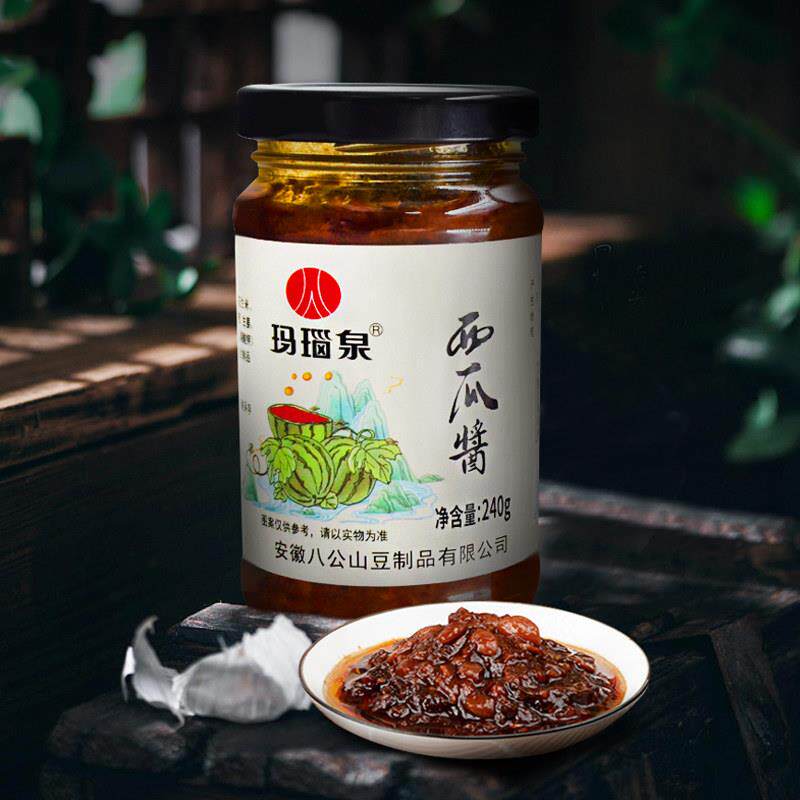 淮南八公山豆瓣酱西瓜酱玛瑙泉安徽寿县酱豆子下饭菜家乡特产