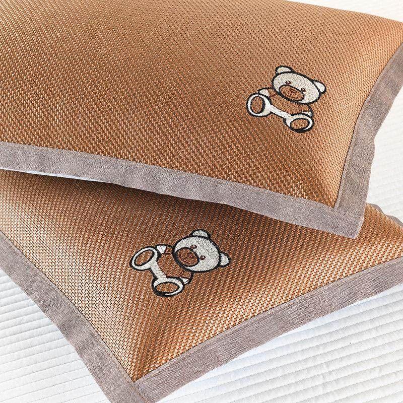 儿童冰丝枕套夏天凉席枕头套单个通用园学生藤枕芯套成人枕席夏季