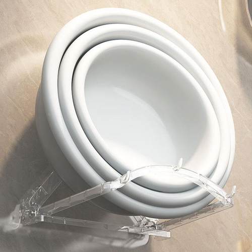 台面终于不乱瞭！吸盘可折叠脸盆收纳层架浴室免打孔壁挂盆架放盆