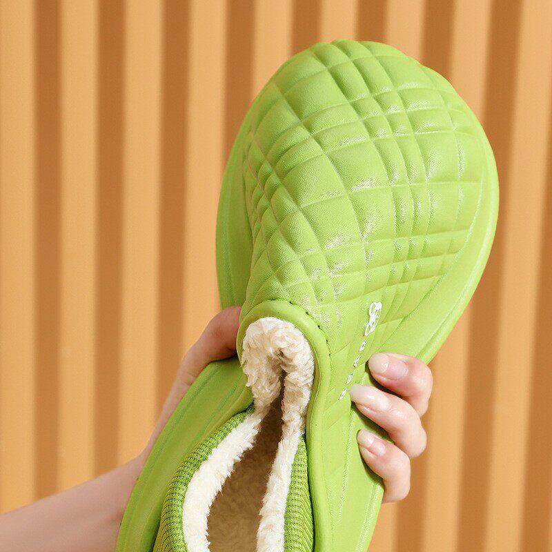 居家棉鞋防滑加厚冬季新款厚底加绒情侣包跟时尚日常女两穿棉拖鞋