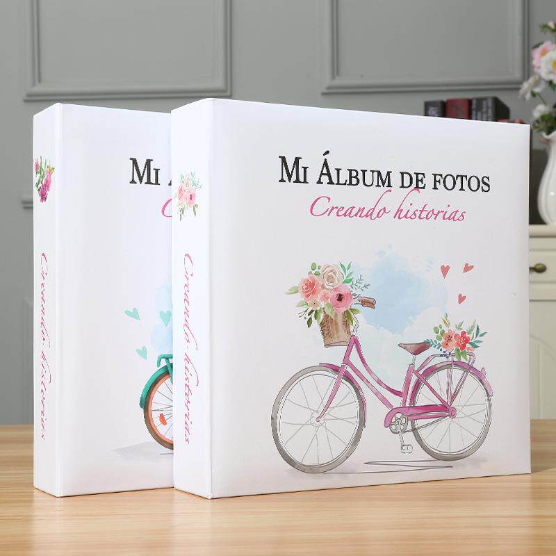 记录宝宝成长日记本可手写6寸200张相册本平背纸芯插袋式家庭宝宝成长照片收纳册影集