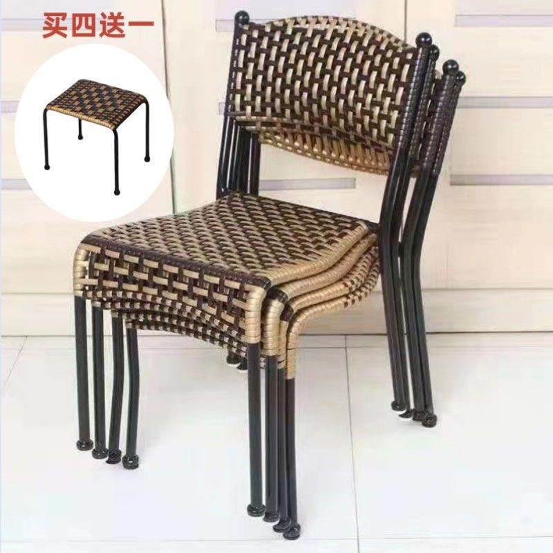 家用小藤椅子靠背椅客厅阳台家用休闲手工编织藤椅矮凳子餐椅特价