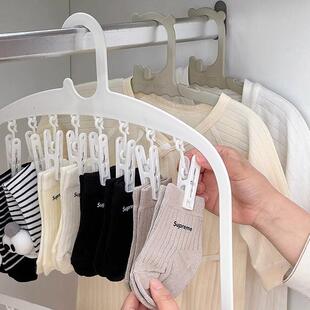 日本多夹子儿童衣架宝宝衣柜收纳神器婴儿衣架家用带夹袜子晾晒架