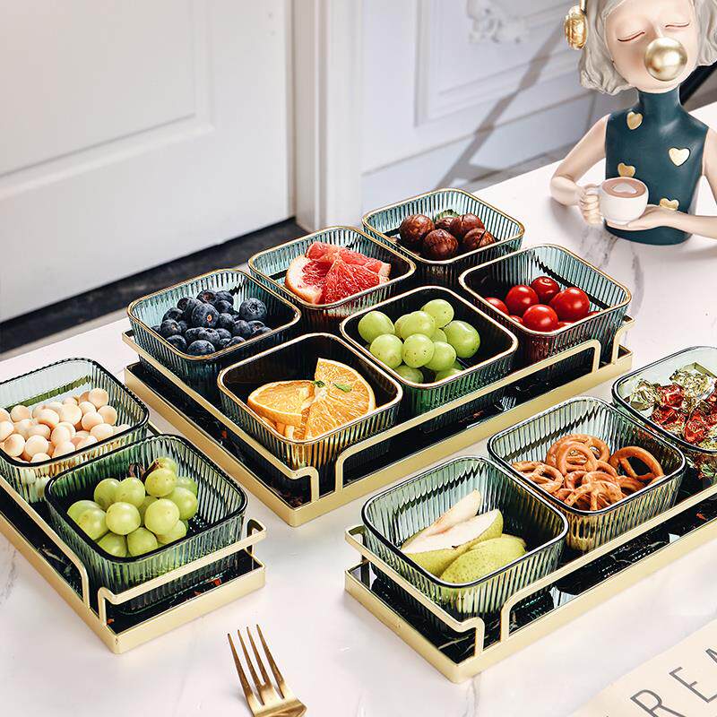 2025年新款轻奢高颜值分格水果盘家用客厅茶几糖果坚果零食摆放盘