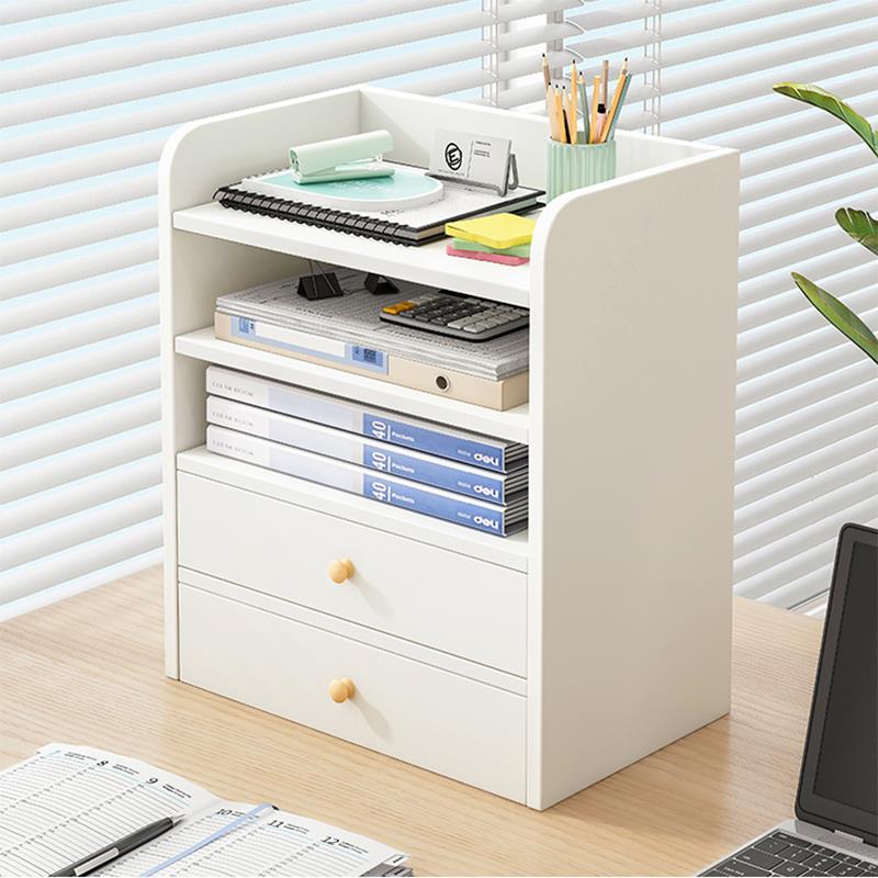 桌面书架书桌上置物架文件架简约整理收纳工位小型多层木质小书架