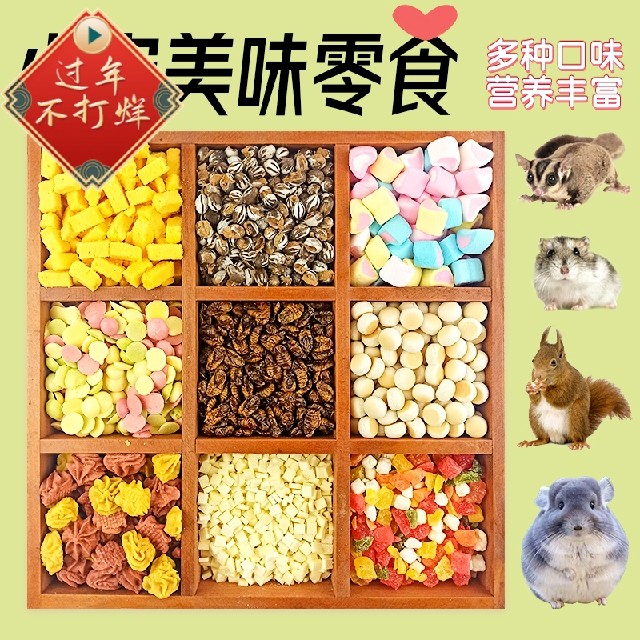 仓鼠零食蜜袋鼯鳕鱼条金丝熊虫干面包虫松鼠水果花枝奶酪刺猬溶豆