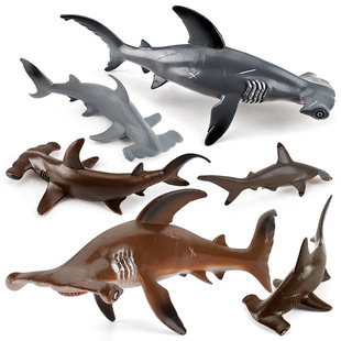 仿真海洋海底生物模型大号小号实心锤头鲨摆件模型静态手办玩具