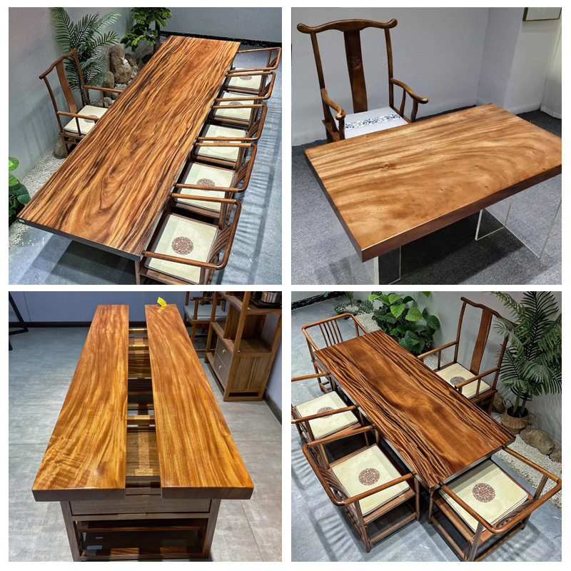 南美胡桃木实木大板茶桌整板奥坎原木茶台北美黑胡桃书桌桌面餐桌