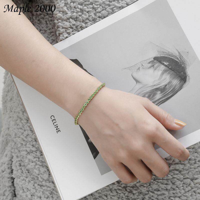 时尚彩色锆石手链水晶简约首饰韩国东大门高端气质18k金饰品