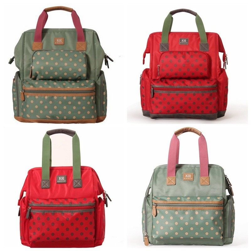 新款时尚妈咪包多功能大容量时尚波点双肩单肩斜挎手提包妈妈待产