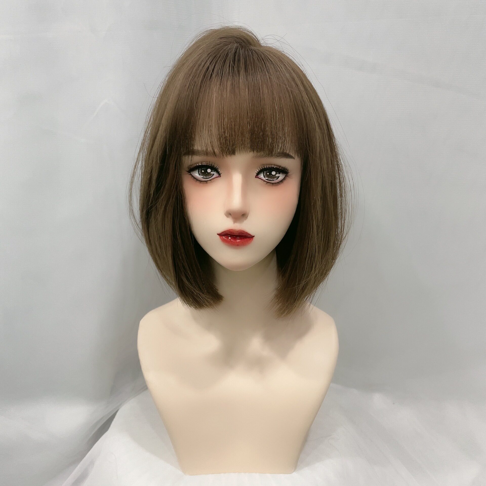 bobo短发假发高温亚光丝假发短发空气刘海全头套韩版内扣短直发