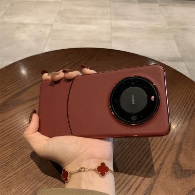 适用华为系列酒红色高级感素皮壳