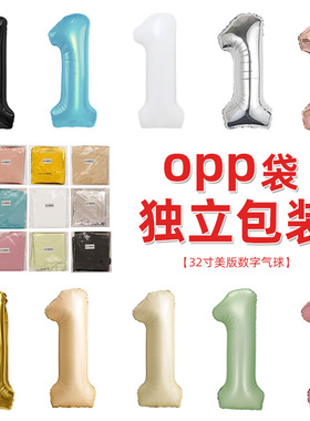 32寸数字气球生日装饰场景布置女孩男宝儿童周岁派对氛围拍照道具