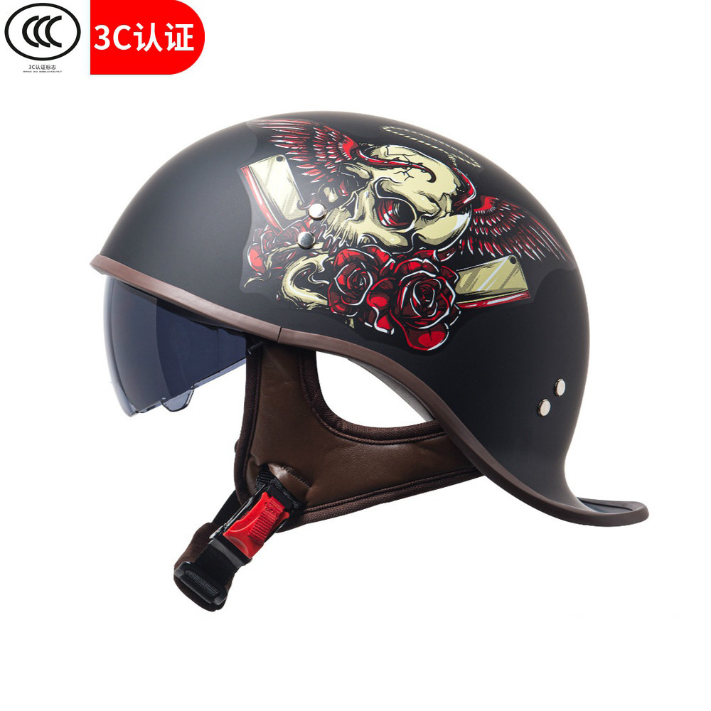 3C certified motorcycle helmet for women and men's personality retro scoop helmet four seasons universal half helmet Harred safety helmet summer