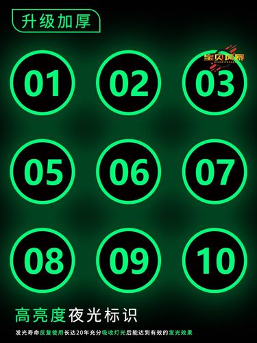 PVC夜光数字号码座位编号背胶贴