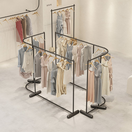 弧形中岛架碳素钢衣物实用货架