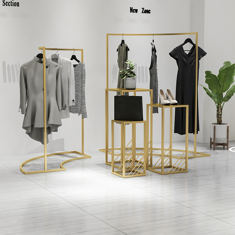弧形中岛展示架服装店半圆形货架落地式挂衣架流水台组合橱窗专用