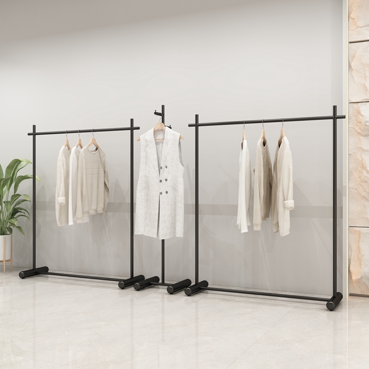 黑色服装店展示架落地挂衣架