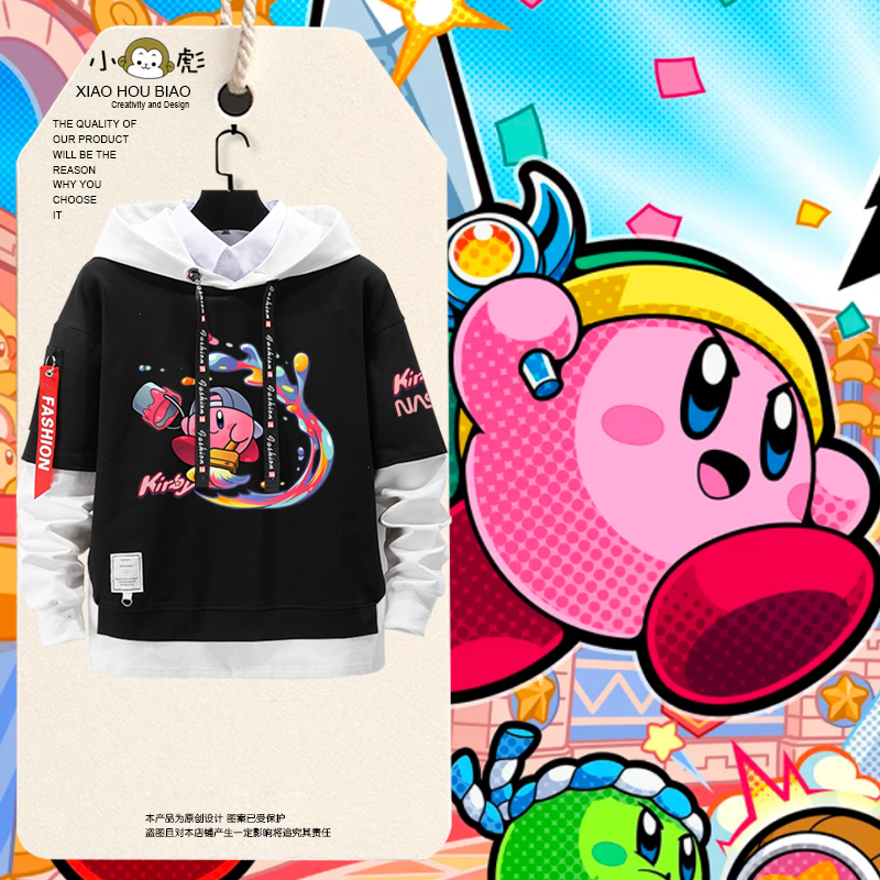 星之卡比Kirby假两件连帽卫衣