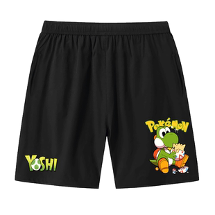 超级玛丽马里奥耀西联名宝可梦速干短裤子男女儿童装学生款五分裤