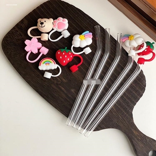 吸管盖帽循环使用食品级水杯吸管配件硅胶防尘帽塞通用玻璃吸管套