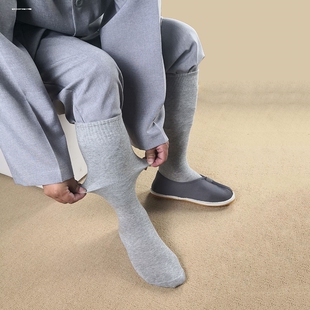长筒僧袜舒适春秋四季款绑腿透气尼姑和尚袜子僧人袜黄色灰色男女