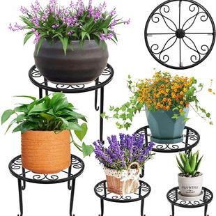 跨境园艺单层铁艺小花架阳台室外绿萝吊兰盆栽铁花架支架五件套