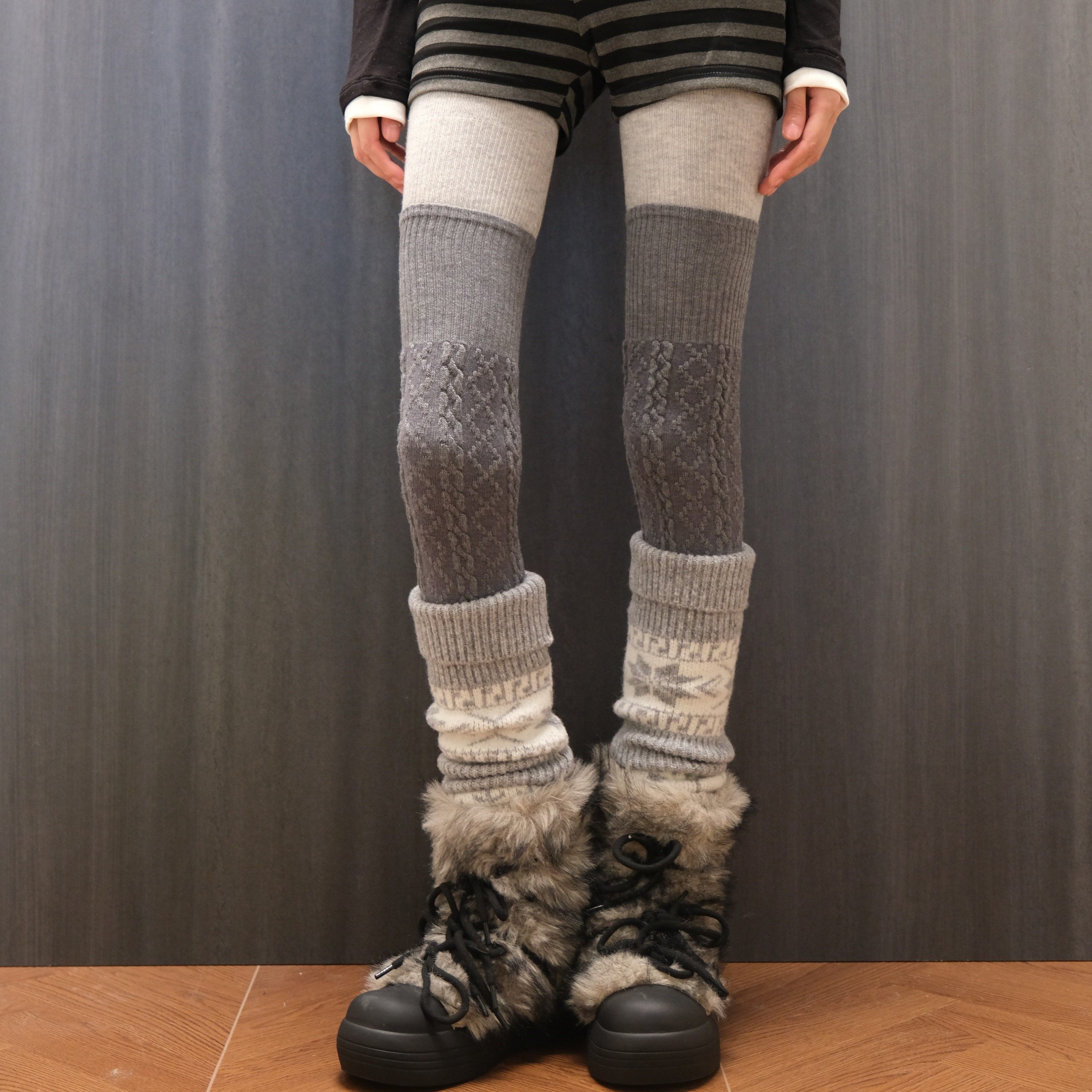 北海道的冬 冬季费尔岛袜套叠穿过膝麻花深灰过膝搭配毛绒雪地靴,女士内衣/男士内衣/家居服,长筒袜,淘宝优惠券,粉丝福利购,淘宝优惠卷